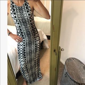 Black and White Geometric Maxi Dress Sz XS